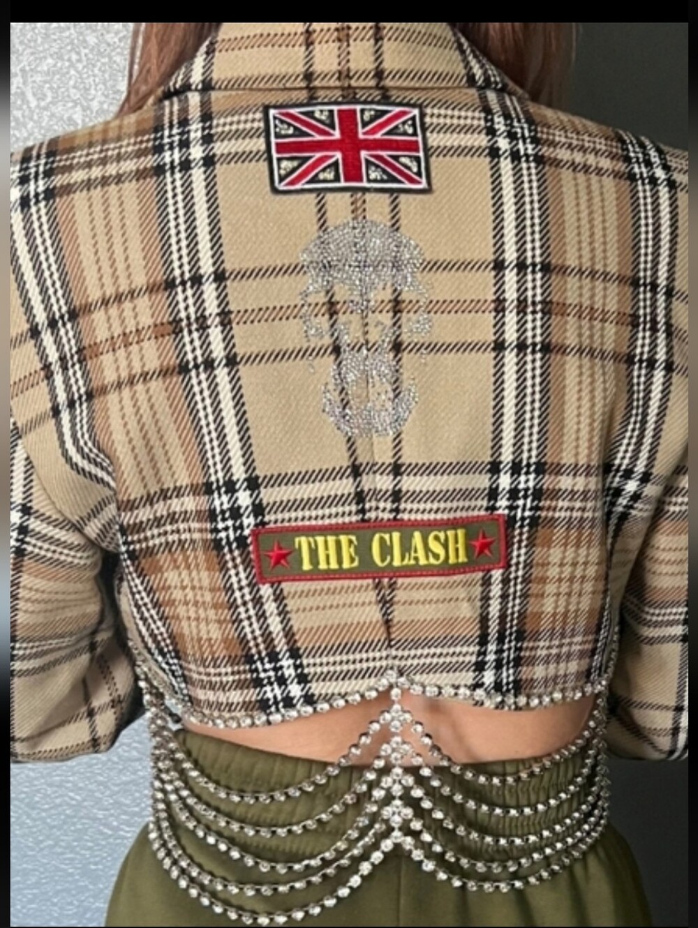Tribute Prpject Plaid Jacket with Skull and Bling